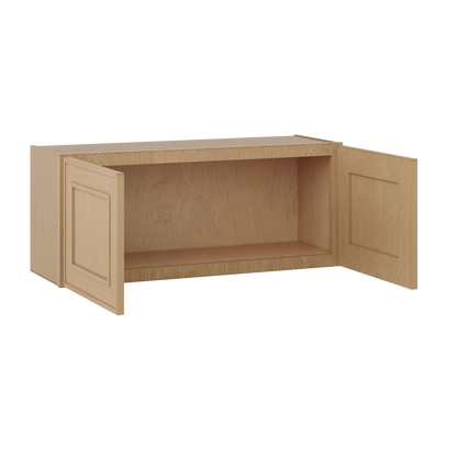 36" Wide Double Door 12", 15", 18", 21" & 24" Tall & 12" Deep Elegant Oak Craftsman Shaker Wall Cabinet