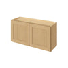 36" Wide 24" Deep Upper Sandstone Birch Shaker 1-1/4" Overlay Wall Cabinet - Double Door 12", 15", 18", 24"