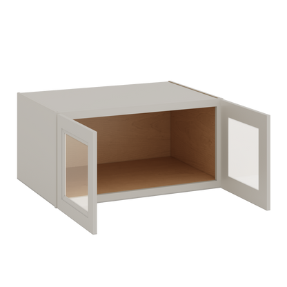 36" Wide 24" Deep Upper 27LGDS Laguna Gray Double Shaker Glass Ready Wall Cabinet - Double Door 12", 15", 18", 21", 24"