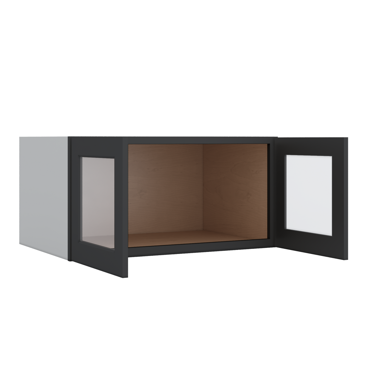 36" Wide 24" Deep Upper 15HNS Hermosa Noir Black Shaker 1-1/4" Overlay Glass Ready Wall Cabinet - Double Door 12", 15", 18", 21", 24"