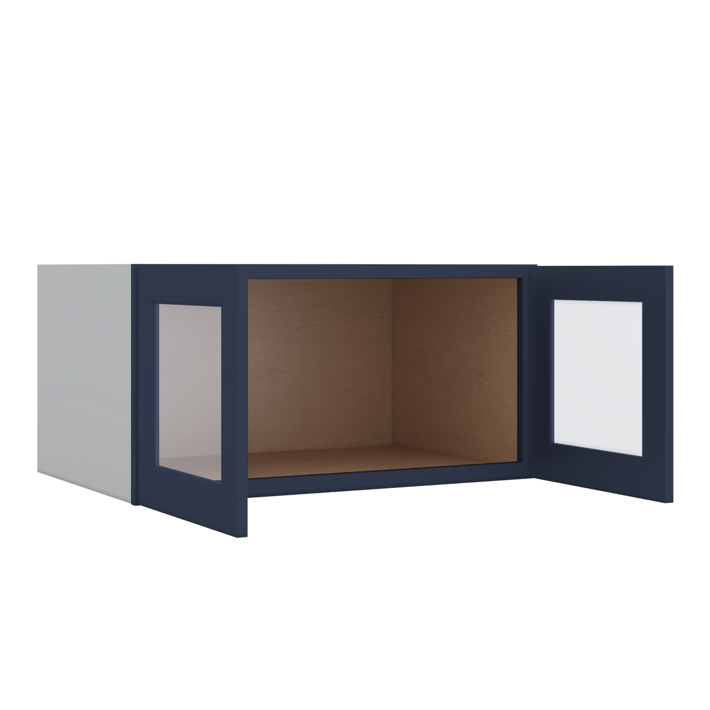 36" Wide 24" Deep Upper NB29 Naval Blue Shaker 1-1/4" Overlay Glass Ready Wall Cabinet - Double Door 12", 15", 18", 21", 24"