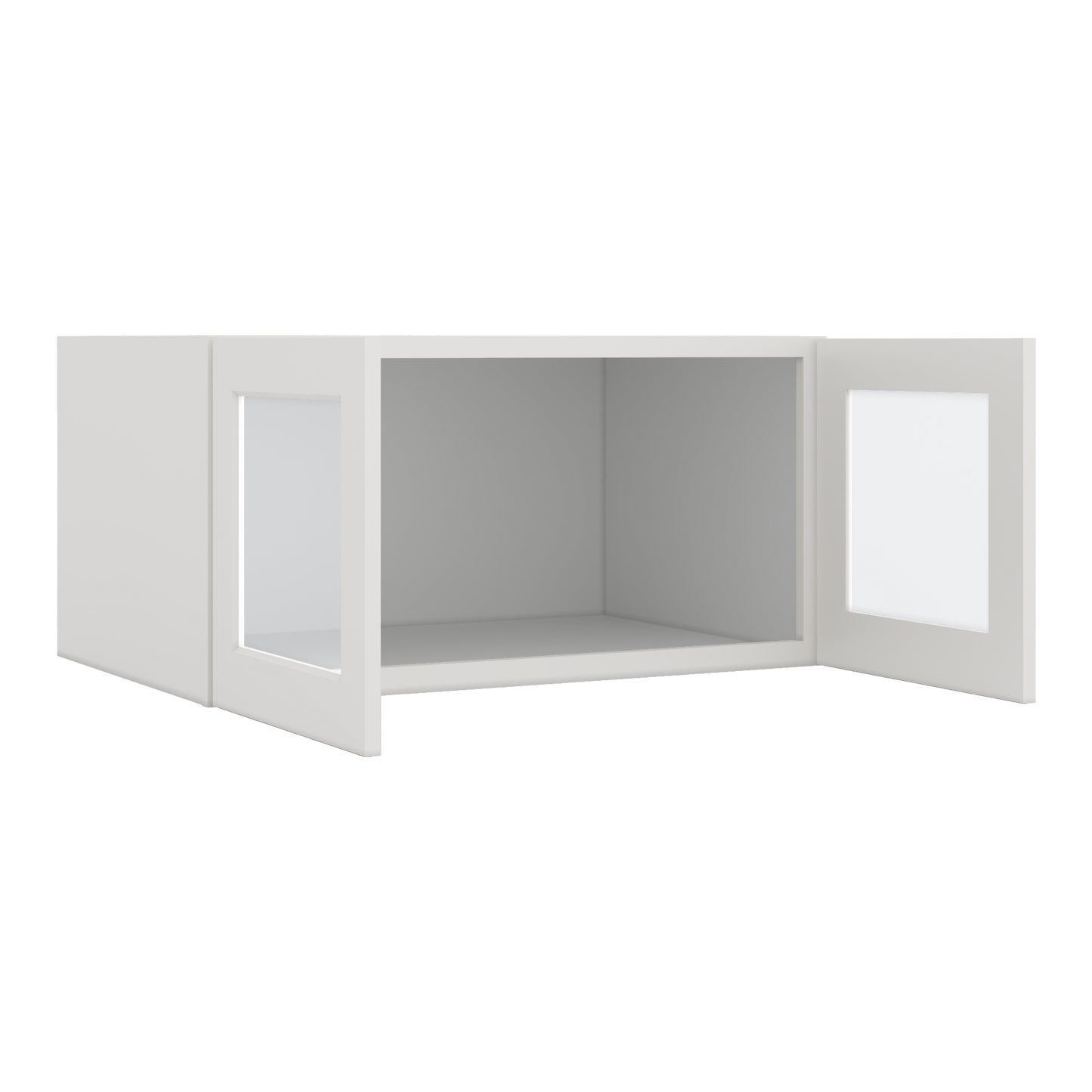 36" Wide 24" Deep Upper 2WS White Shaker 1-1/4" Overlay Glass Ready Wall Cabinet - Double Door 12", 15", 18", 21", 24"