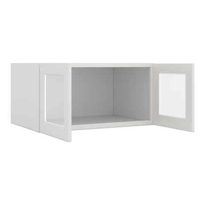 36" Wide 24" Deep Upper 2WS White Shaker 1-1/4" Overlay Glass Ready Wall Cabinet - Double Door 12", 15", 18", 21", 24"
