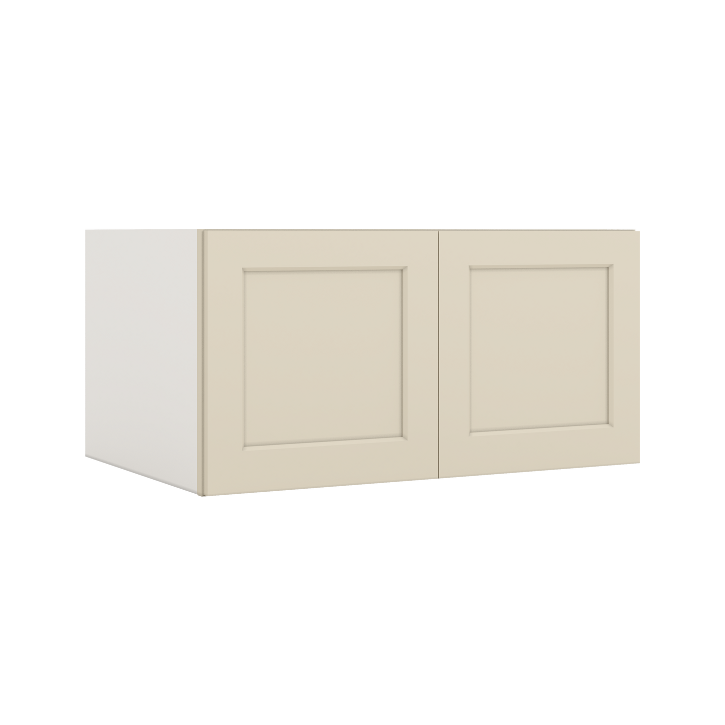 36" Wide 24" Deep Upper Manhattan Cream Shaker 1-1/4" Overlay Wall Cabinet - Double Door 12", 15", 18", 21", 24"