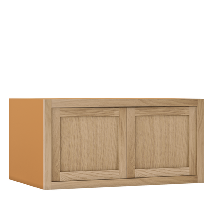 31.5" W 24" D Wall Oven Wall Cabinet  - 12", 15", 18", 21" & 24" Tall White Oak Inset Shaker