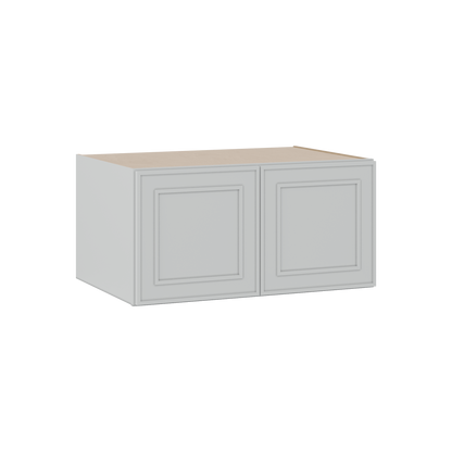 30" Wide Double Door 12", 15", 18", 21"& 24" Tall Bridge White Elegant Oak Shaker Wall Cabinet