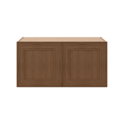 36" Wide 24" Deep 12", 15", 18", 21" & 24" Tall Mocha Elegant Oak Shaker Refrigerator Wall Cabinet