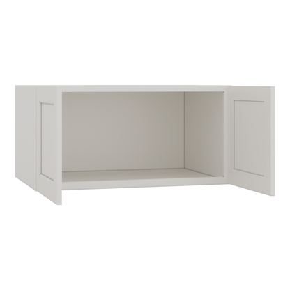 36" Wide 24" Deep Upper ICE White Shaker 1-1/4" Overlay Wall Cabinet - Double Door 12", 15", 18", 21", 24" CWS/CWB