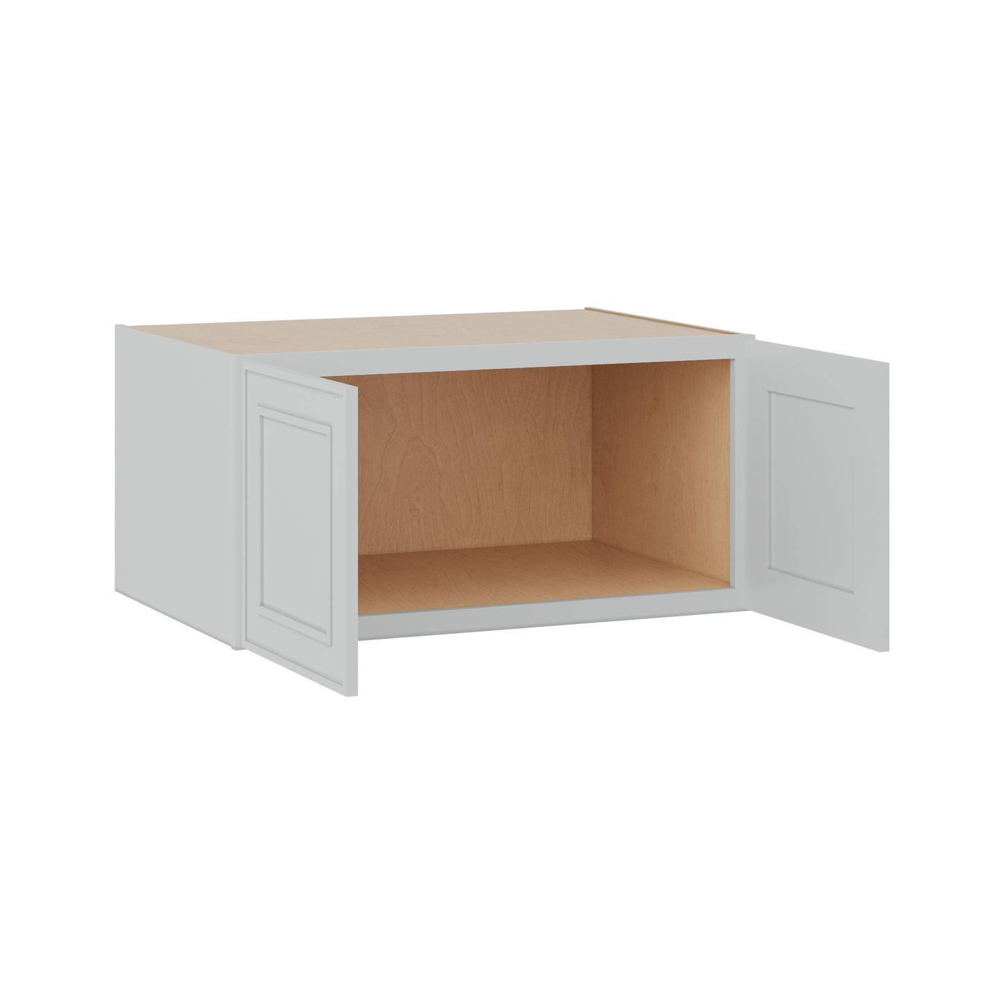 30" Wide Double Door 12", 15", 18", 21"& 24" Tall Bridge White Elegant Oak Shaker Wall Cabinet