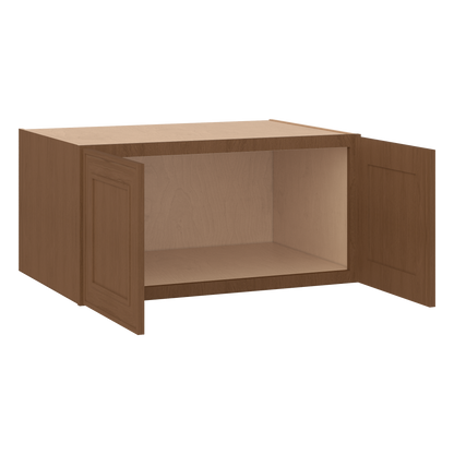 36" Wide 24" Deep 12", 15", 18", 21" & 24" Tall Mocha Elegant Oak Shaker Refrigerator Wall Cabinet