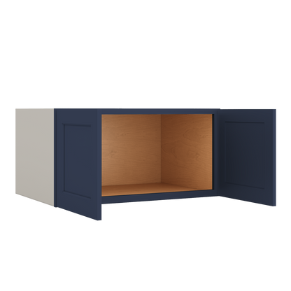 36" Wide 24" Deep Upper NB29 Naval Blue Shaker 1-1/4" Overlay Wall Cabinet - Double Door 12", 15", 18", 21", 24"