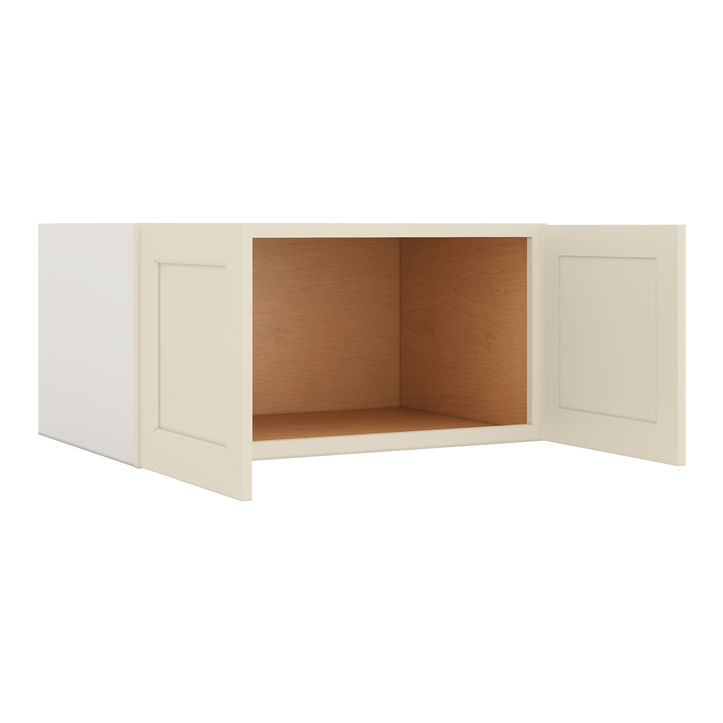 36" Wide 24" Deep Upper Manhattan Cream Shaker 1-1/4" Overlay Wall Cabinet - Double Door 12", 15", 18", 21", 24"