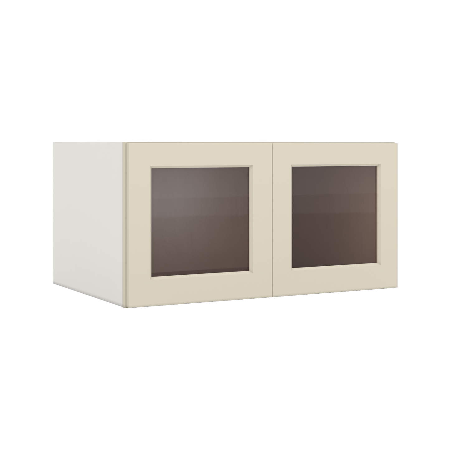 36" Wide 24" Deep Upper Manhattan Cream Shaker 1-1/4" Overlay Glass Ready Wall Cabinet - Double Door 12", 15", 18", 21", 24"
