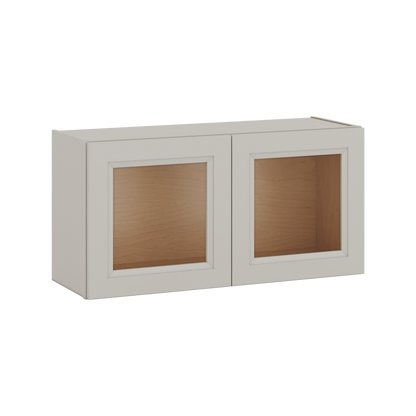 36" Wide by 12" Deep Bridge 27LGDS Laguna Gray Double Shaker Glass Ready Wall Cabinet - Double Door 12", 15", 18", 21", 24" Tall