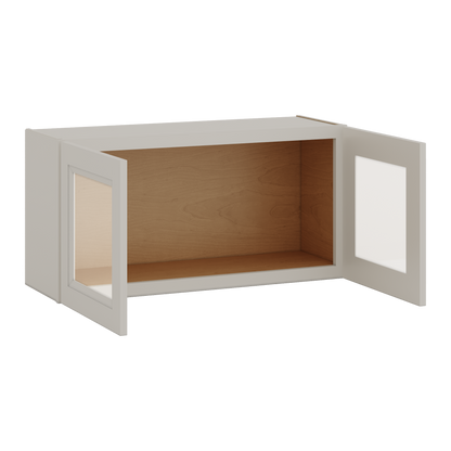 36" Wide by 12" Deep Bridge 27LGDS Laguna Gray Double Shaker Glass Ready Wall Cabinet - Double Door 12", 15", 18", 21", 24" Tall