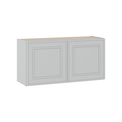 36" Wide Double Door 12", 15", 18", 21" & 24" Tall & 12" Deep White Elegant Oak Craftsman Shaker Wall Cabinet