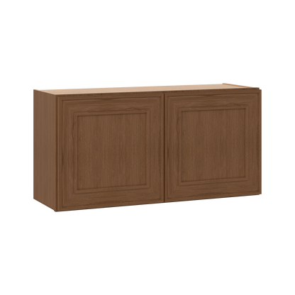 36" Wide Double Door 12", 15", 18", 21" & 24" Tall & 12" Deep Elegant Craftsman Mocha Shaker Wall Cabinet