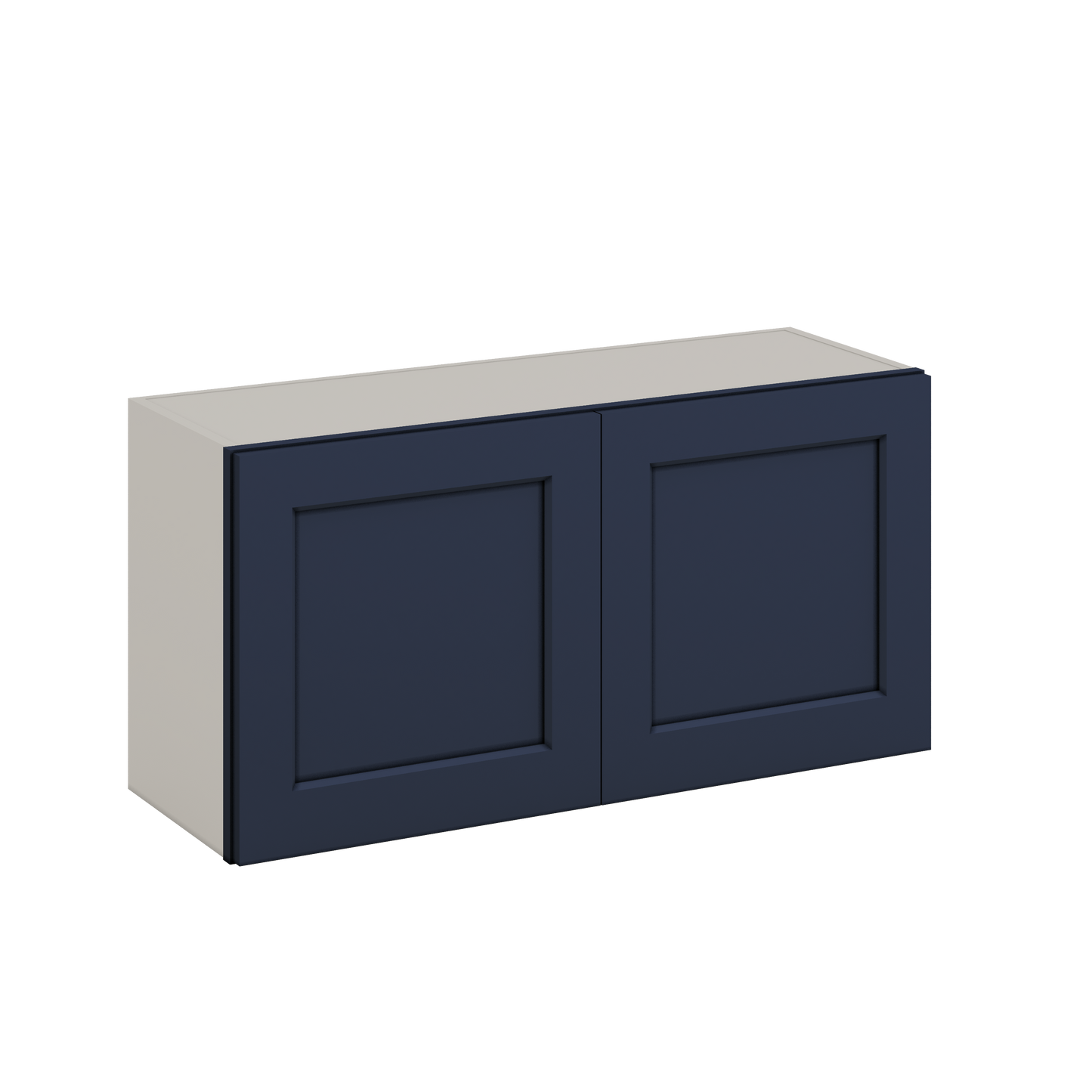 36" Wide by 12" Deep Bridge NB29 Naval Blue Shaker 1-1/4"Overlay Wall Cabinet - Double Door 12", 15", 18", 21", 24" Tall