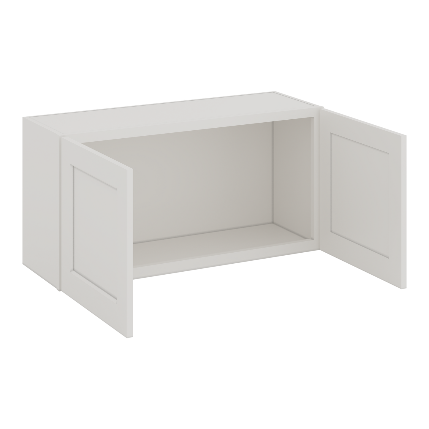 36" Wide by 12" Deep Bridge 2WS White Shaker 1-1/4"Overlay Wall Cabinet - Double Door 12", 15", 18", 21", 24" Tall