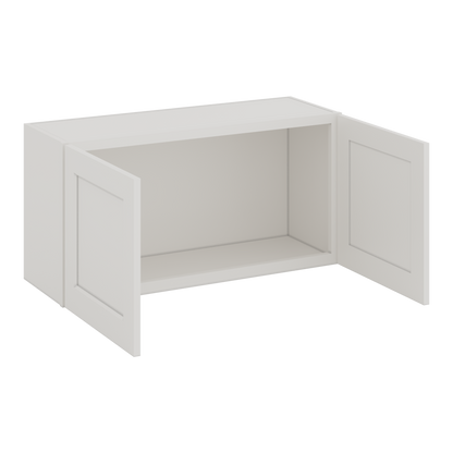 36" Wide by 12" Deep Bridge 2WS White Shaker 1-1/4"Overlay Wall Cabinet - Double Door 12", 15", 18", 21", 24" Tall