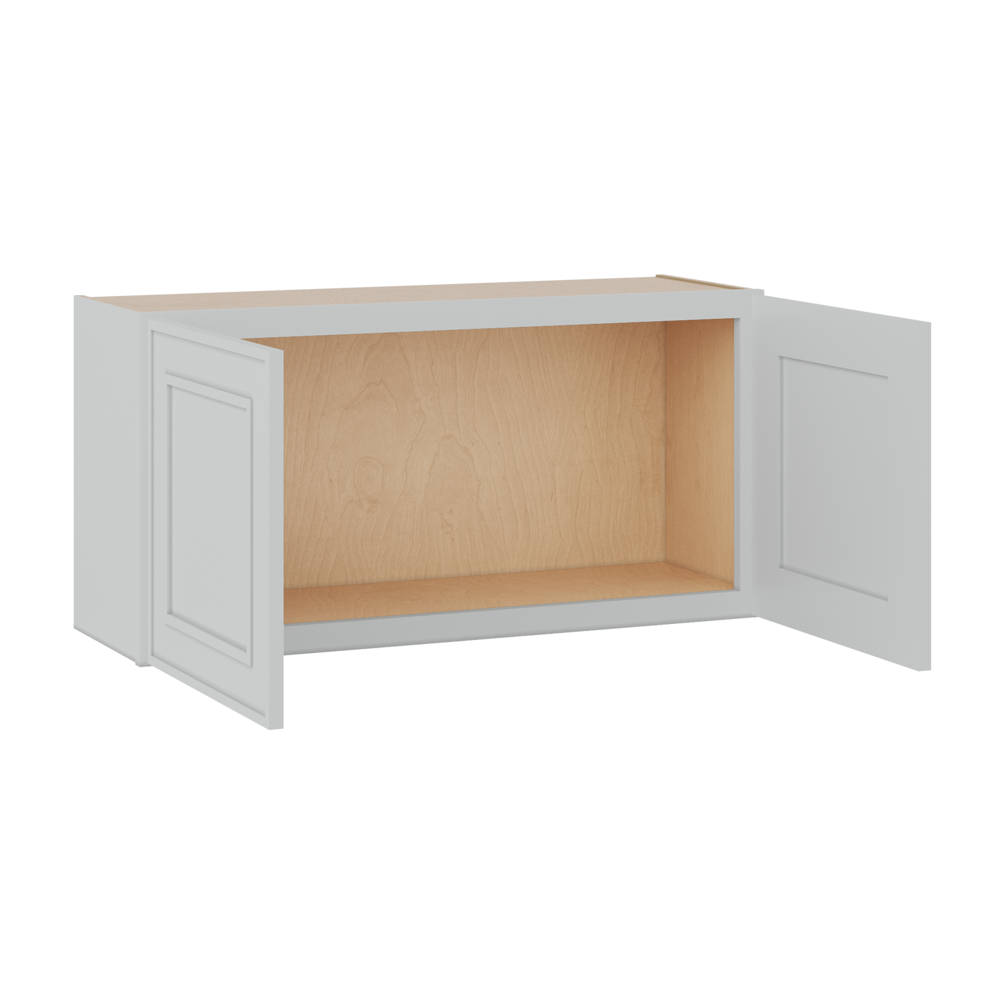 36" Wide Double Door 12", 15", 18", 21" & 24" Tall & 12" Deep White Elegant Oak Craftsman Shaker Wall Cabinet