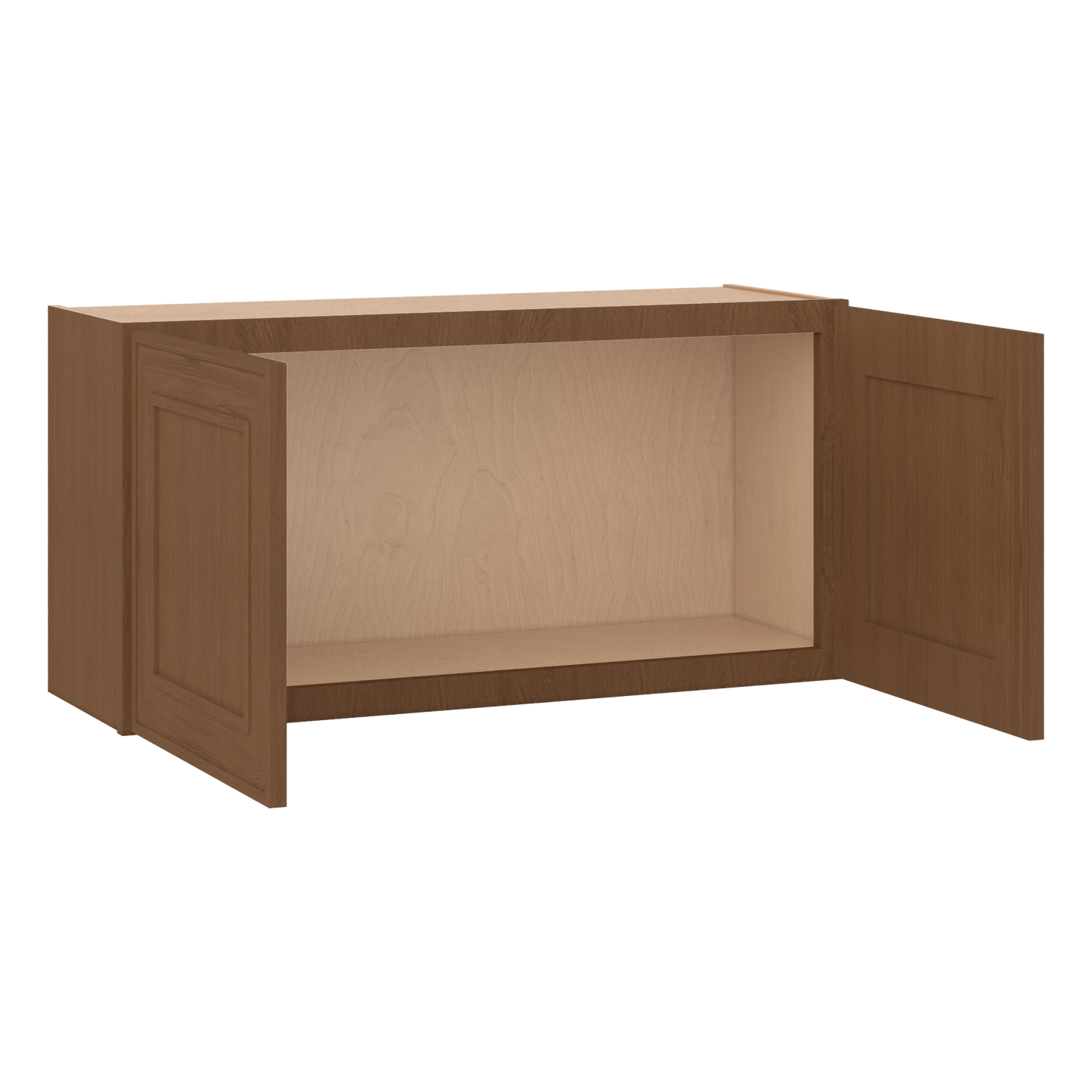 36" Wide Double Door 12", 15", 18", 21" & 24" Tall & 12" Deep Elegant Craftsman Mocha Shaker Wall Cabinet