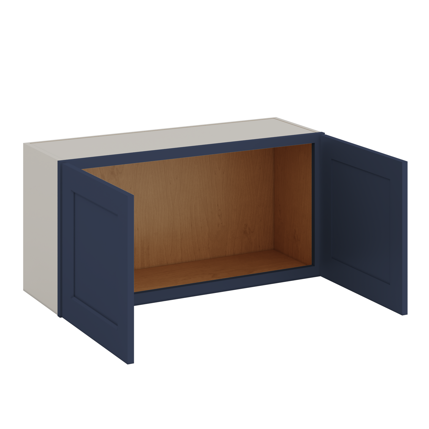 36" Wide by 12" Deep Bridge NB29 Naval Blue Shaker 1-1/4"Overlay Wall Cabinet - Double Door 12", 15", 18", 21", 24" Tall