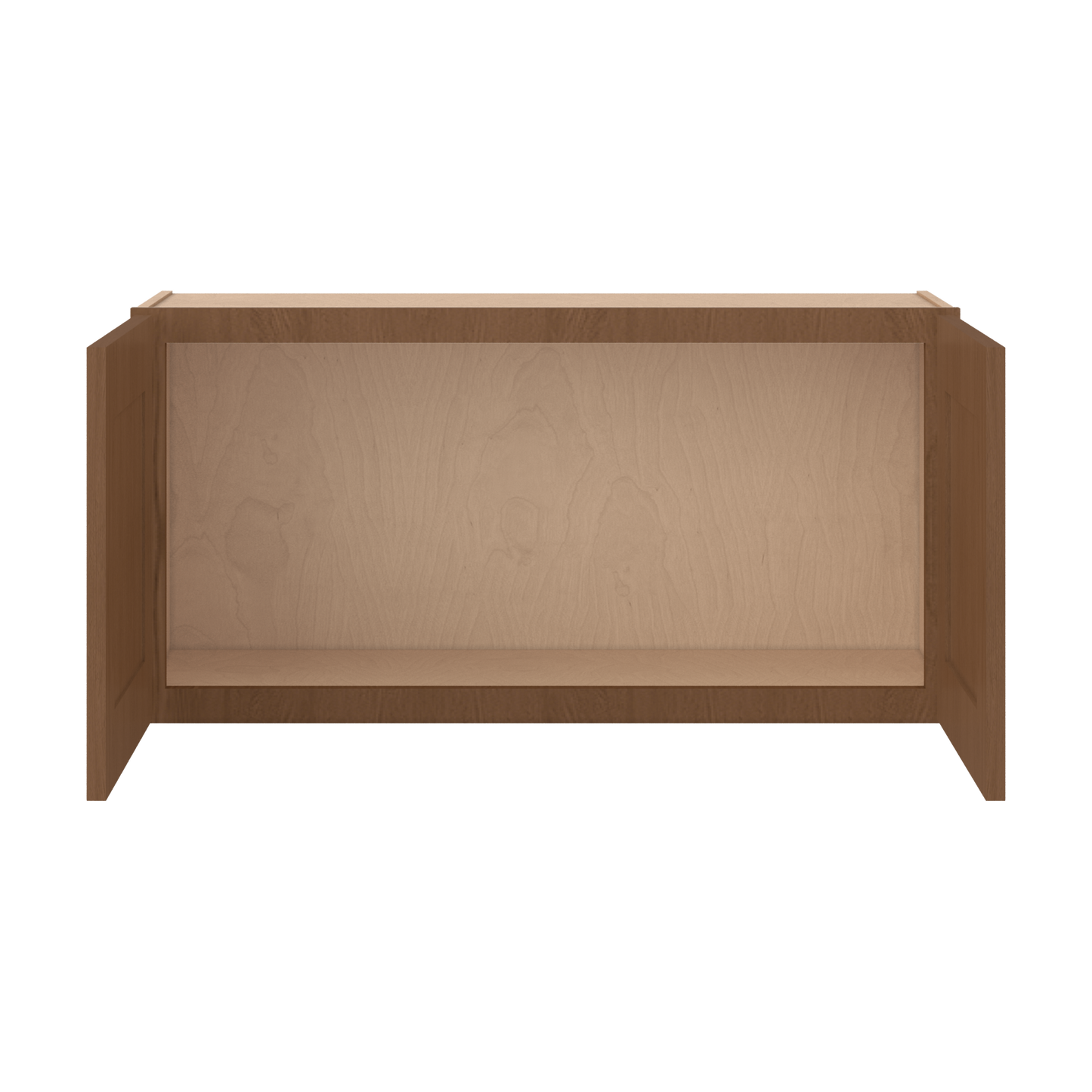 36" Wide Double Door 12", 15", 18", 21" & 24" Tall & 12" Deep Elegant Craftsman Mocha Shaker Wall Cabinet
