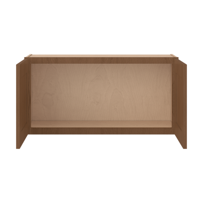 36" Wide Double Door 12", 15", 18", 21" & 24" Tall & 12" Deep Elegant Craftsman Mocha Shaker Wall Cabinet