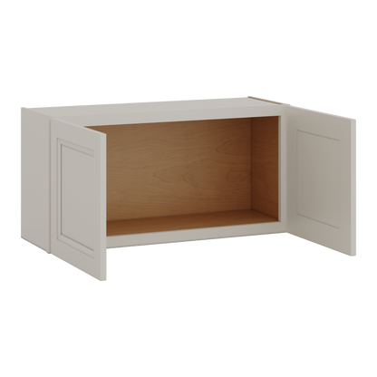 36" Wide by 12" Deep Bridge 27LGDS Laguna Gray Double Shaker Wall Cabinet - Double Door 12", 15", 18", 21", 24" Tall