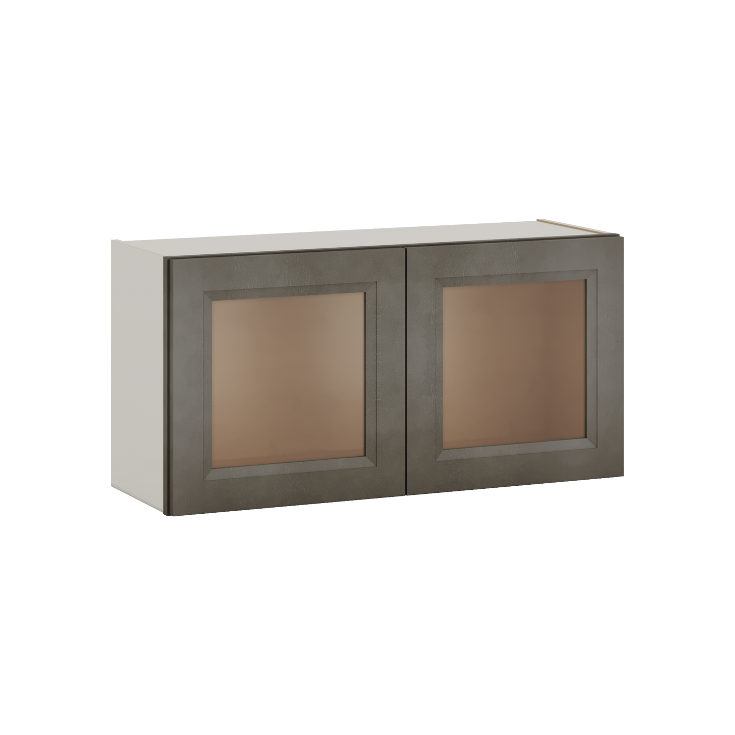 36" Wide by 12" Deep Bridge Huntington Cinder Double Shaker Glass Ready Wall Cabinet - Double Door 12", 15", 18", 21", 24" Tall