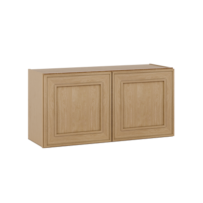 36" Wide Double Door 12", 15", 18", 21" & 24" Tall & 12" Deep Elegant Oak Craftsman Shaker Wall Cabinet