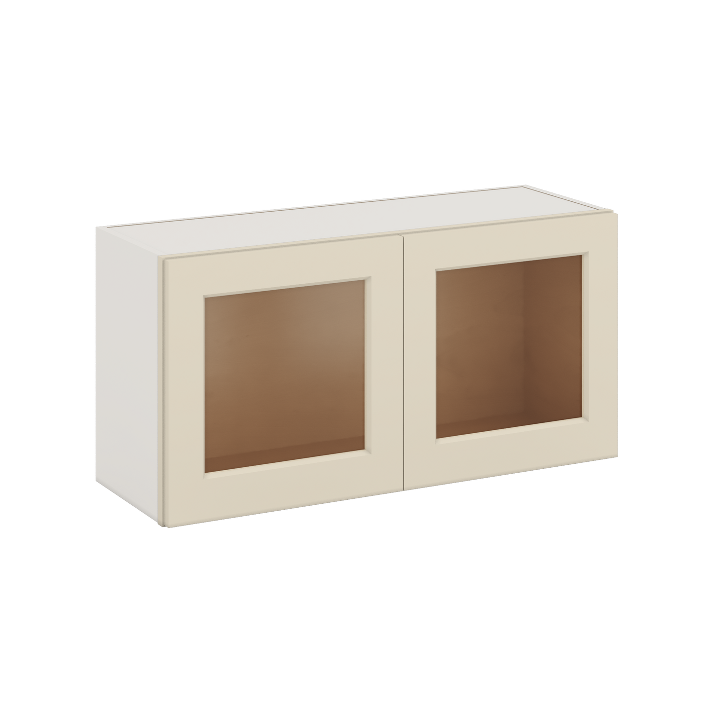 36" Wide by 12" Deep Bridge Manhattan Cream Shaker 1-1/4"Overlay Glass Ready Wall Cabinet - Double Door 12", 15", 18", 21", 24" Tall