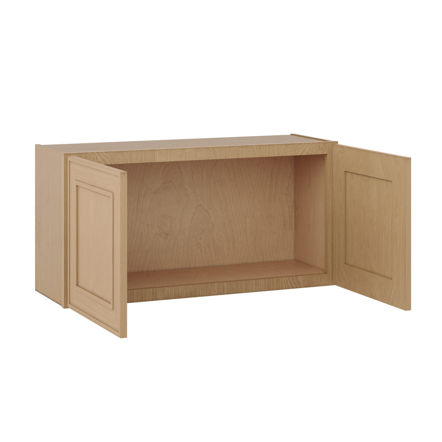 36" Wide Double Door 12", 15", 18", 21" & 24" Tall & 12" Deep Elegant Oak Craftsman Shaker Wall Cabinet