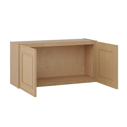 36" Wide Double Door 12", 15", 18", 21" & 24" Tall & 12" Deep Elegant Oak Craftsman Shaker Wall Cabinet