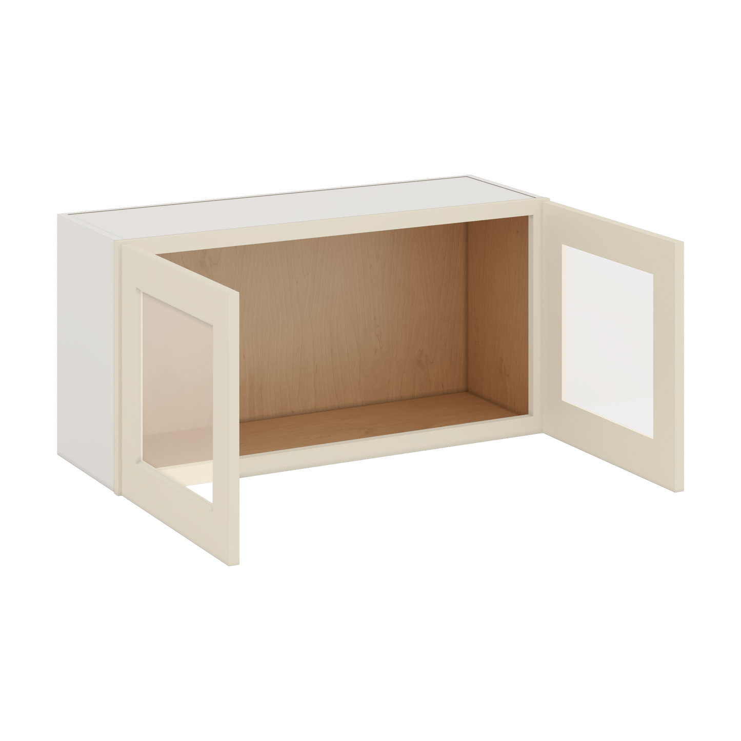 36" Wide by 12" Deep Bridge Manhattan Cream Shaker 1-1/4"Overlay Glass Ready Wall Cabinet - Double Door 12", 15", 18", 21", 24" Tall