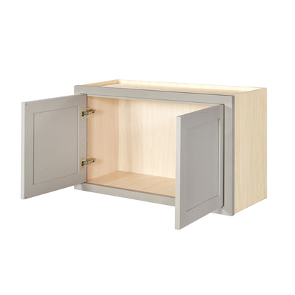 36" Wide Bridge Tuscan Gray Inset Shaker Wall Cabinet - Double Door 12", 15", 18", 21" & 24" Tall