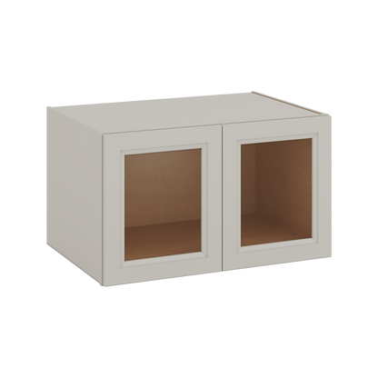 36" Wide 24" Deep Upper 27LGDS Laguna Gray Double Shaker Glass Ready Wall Cabinet - Double Door 12", 15", 18", 21", 24"