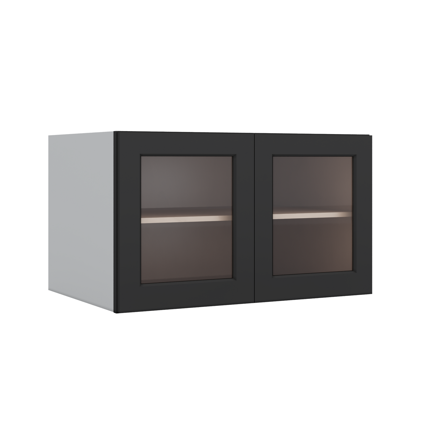 36" Wide 24" Deep Upper 15HNS Hermosa Noir Black Shaker 1-1/4" Overlay Glass Ready Wall Cabinet - Double Door 12", 15", 18", 21", 24"