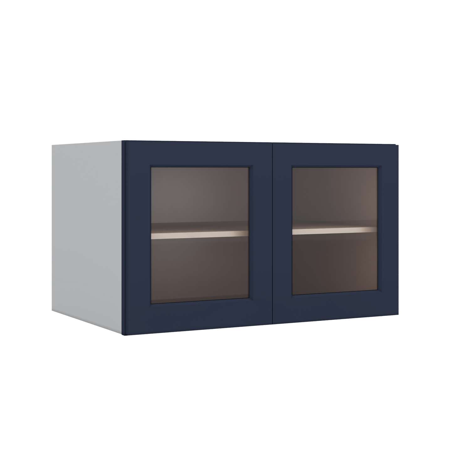 36" Wide 24" Deep Upper NB29 Naval Blue Shaker 1-1/4" Overlay Glass Ready Wall Cabinet - Double Door 12", 15", 18", 21", 24"