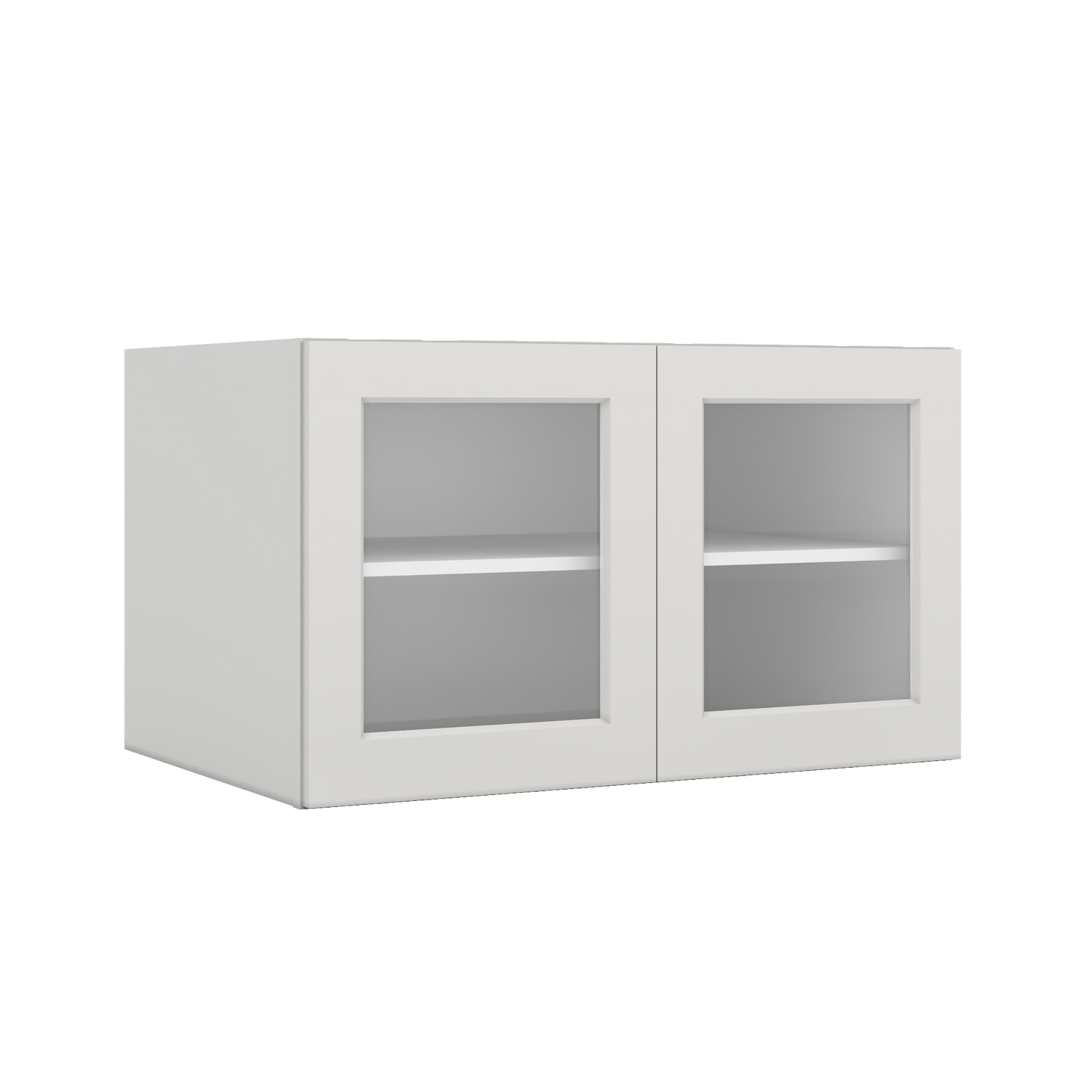 36" Wide 24" Deep Upper 2WS White Shaker 1-1/4" Overlay Glass Ready Wall Cabinet - Double Door 12", 15", 18", 21", 24"