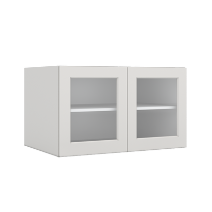 36" Wide 24" Deep Upper 2WS White Shaker 1-1/4" Overlay Glass Ready Wall Cabinet - Double Door 12", 15", 18", 21", 24"