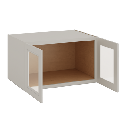 36" Wide 24" Deep Upper 27LGDS Laguna Gray Double Shaker Glass Ready Wall Cabinet - Double Door 12", 15", 18", 21", 24"