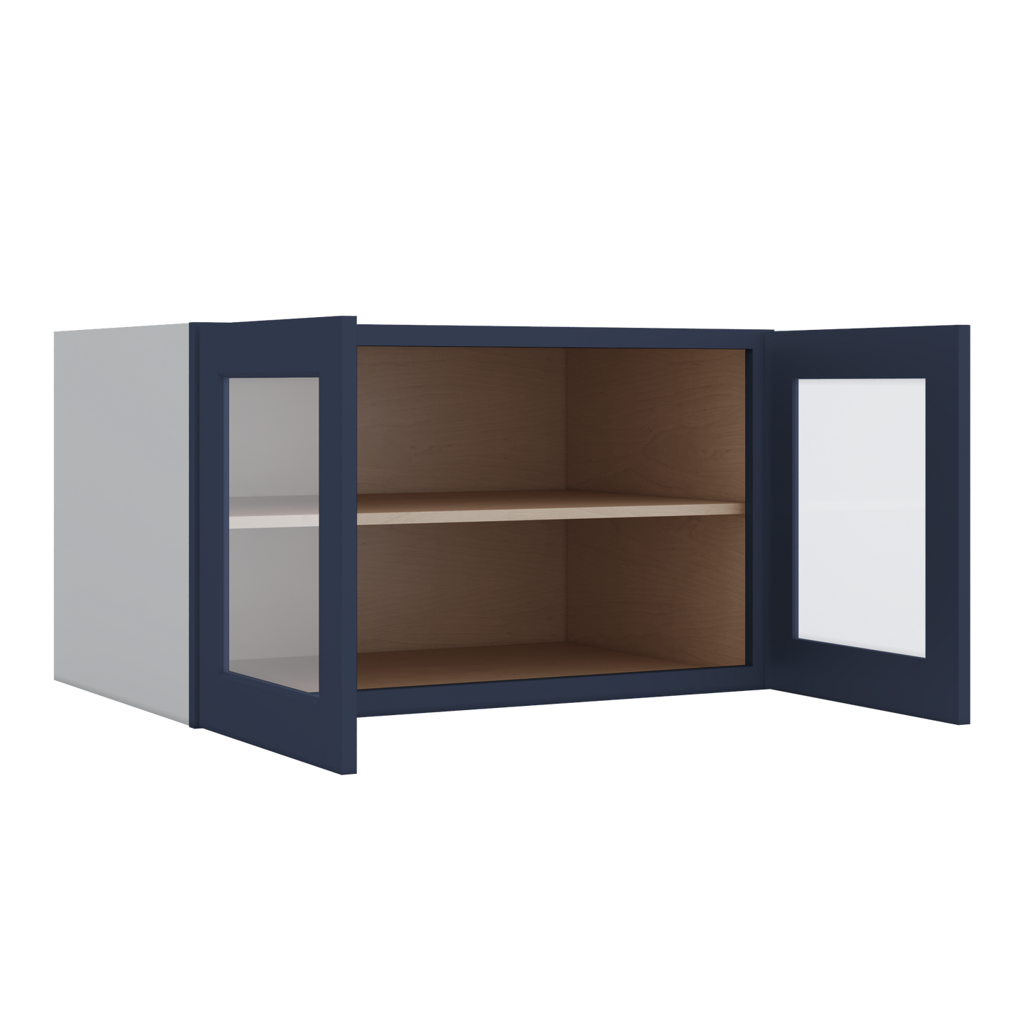 36" Wide 24" Deep Upper NB29 Naval Blue Shaker 1-1/4" Overlay Glass Ready Wall Cabinet - Double Door 12", 15", 18", 21", 24"