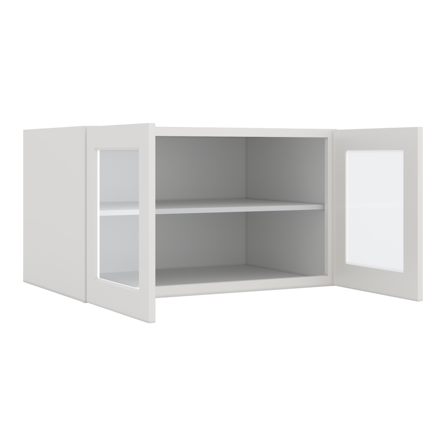 36" Wide 24" Deep Upper 2WS White Shaker 1-1/4" Overlay Glass Ready Wall Cabinet - Double Door 12", 15", 18", 21", 24"