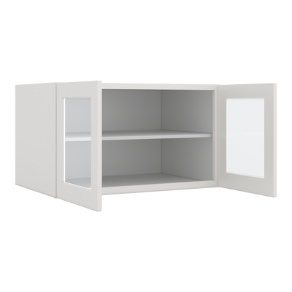 36" Wide 24" Deep Upper 2WS White Shaker 1-1/4" Overlay Glass Ready Wall Cabinet - Double Door 12", 15", 18", 21", 24"