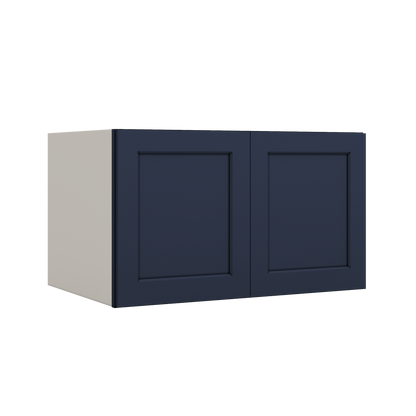 36" Wide 24" Deep Upper NB29 Naval Blue Shaker 1-1/4" Overlay Wall Cabinet - Double Door 12", 15", 18", 21", 24"