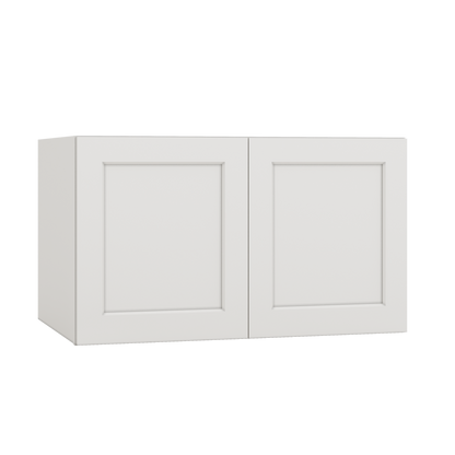 36" Wide 24" Deep Upper ICE White Shaker 1-1/4" Overlay Wall Cabinet - Double Door 12", 15", 18", 21", 24" CWS/CWB
