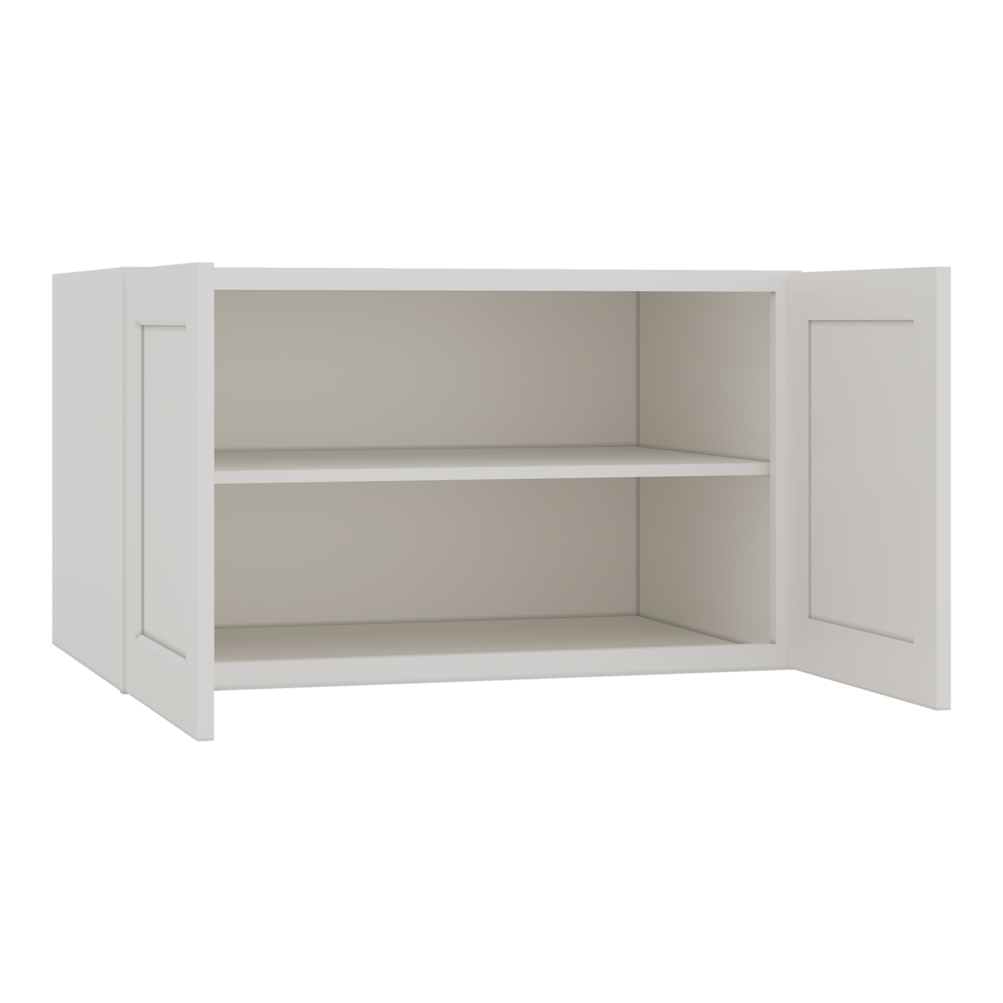 36" Wide 24" Deep Upper ICE White Shaker 1-1/4" Overlay Wall Cabinet - Double Door 12", 15", 18", 21", 24" CWS/CWB