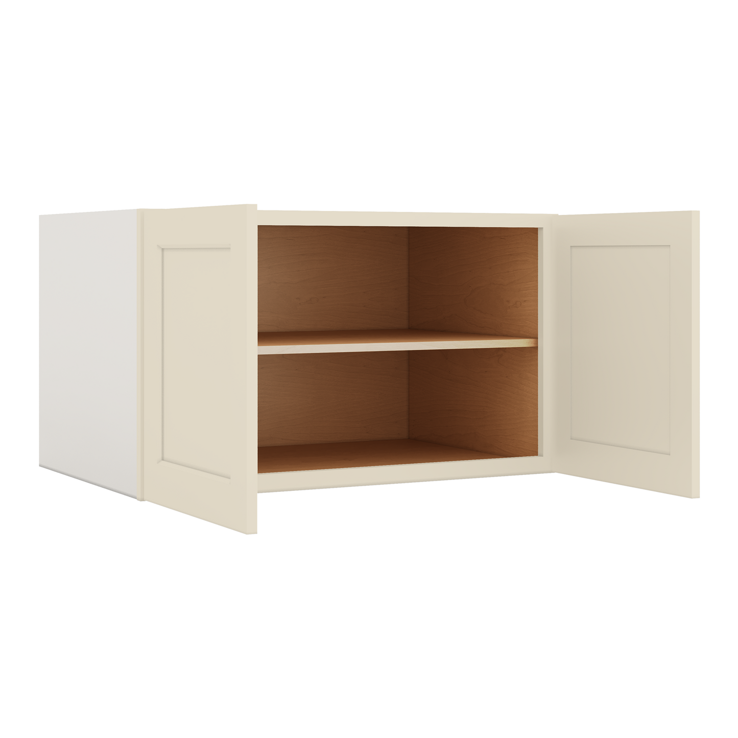 36" Wide 24" Deep Upper Manhattan Cream Shaker 1-1/4" Overlay Wall Cabinet - Double Door 12", 15", 18", 21", 24"